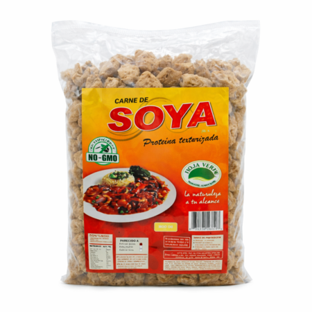 Carne de soya en trozos blanca, 1Kg Hoja verde
