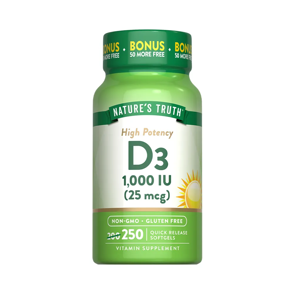Vitamina D3 (1000 IU) 250cap Nature's Truth Suplemento Vitamínico