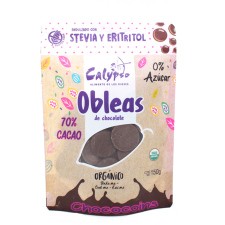Monedas de cacao 70% sin azúcar, Calypso